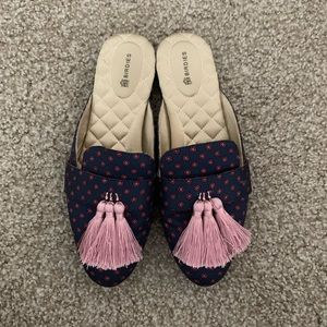 Navy & Pink Tassel Birdie Slippers